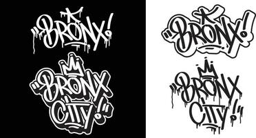 bronx texto en pintada etiqueta fuente estilo. pintada texto vector ilustraciones.