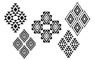 Oriental ethnic pattern. Set of ethnic ornaments. Tribal design, geometric symbols for tattoo, logo, cards, fabric decorative works. traditional print vector illustration. on white background.