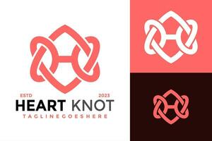 Letter H Heart Knot Logo design vector symbol icon illustration