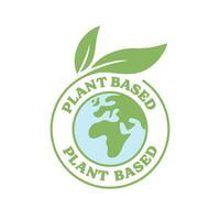 Plant based emblem. Vegan Eco friendly badge with plant icon. vector