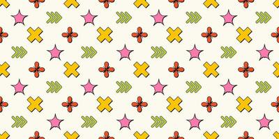 Abstract graphic elements seamless pattern. Minimalist figures in trendy brutal style. Vector background