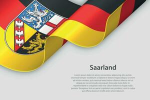 3d ribbon with flag Saarland. German state. isolated on white background vector