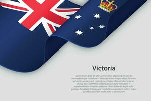 3d ribbon with flag Victoria. Australian state. isolated on white background vector