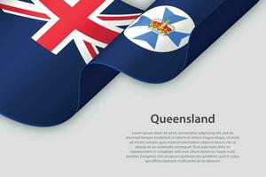 3d ribbon with flag Queensland. Australian state. isolated on white background vector