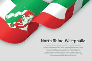 3d ribbon with flag North Rhine-Westphalia. German state. isolated on white background vector