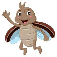 Cartoon stag beetle waving hand. Vector illustration