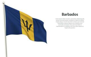 Waving flag of Barbados on white background. Template for independence day vector