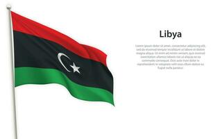 Waving flag of Libya on white background. Template for independence day vector