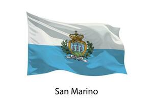 3d realista ondulación bandera de san marino aislado. vector