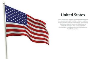 ondulación bandera de unido estados en blanco antecedentes. modelo para independencia día vector