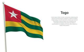 Waving flag of Togo on white background. Template for independence day vector