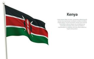 Waving flag of Kenya on white background. Template for independence day vector