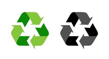 Recycling, reuse, recycle icon vector in flat style. Symbol consisting of three chasing arrows folded