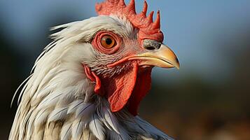 Close-up photo of a Poultry looking any direction. Generative AI