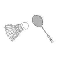 Hand drawn Cartoon Vector illustration badminton racket with shuttlecock sport icon Isolated on White Background