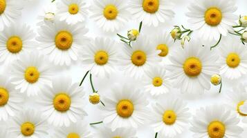 Daisy flower patterned background. Flower texture background. Generative AI photo