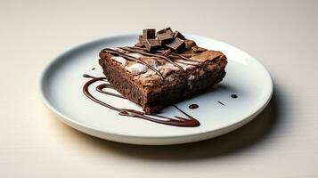 Photo of a delicious brownies on black background. Generative AI