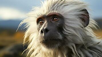 Close-up photo of a Baboon looking any direction. Generative AI