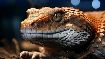 Close-up photo of a Sidewinder Rattlesnake looking any direction in the Desert. Generative AI