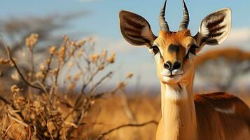 Close-up photo of a Impala looking any direction. Generative AI