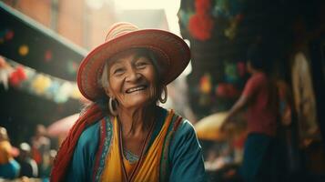 contento cara de abuela celebrar dia Delaware la raza. generativo ai foto