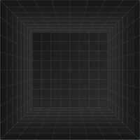 Perspective grid room. Wireframe abstract cube. Data digital visualization. Vector