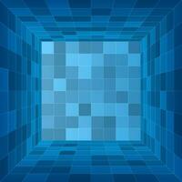 Empty 3d room. Blue container inside view. Vector illustration