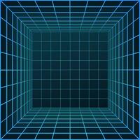 Wireframe of room. Sci-fi futuristic building architecture. Virtual reality visualization. Perspective mesh or grid. vector