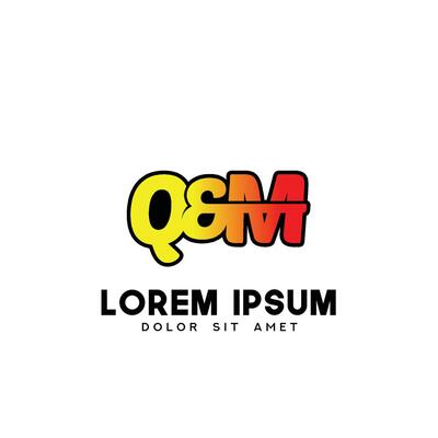 QM Initial Brush In Circle Frame Template Design