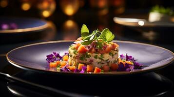 foto de aish el saraya como un plato en un gama alta restaurante. generativo ai
