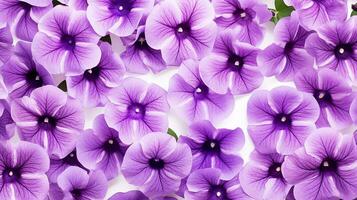 Petunia flower patterned background. Flower texture background. Generative AI photo