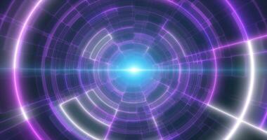 Purple energy tunnel with glowing bright electric magic lines scientific futuristic hi-tech abstract background photo