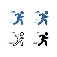 Running person. Running man. Man fast run in fast speed and rush action. Athletics and marathon in summer sports. Act, run icon. Vector illustration. Design on white background. EPS10