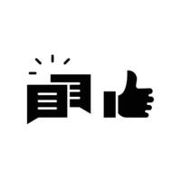 likes with comment icon solid symbol. thumb gesture for give like or positive feedback and bubble chat for write message in social media app. Vector illustration. Design on white background. EPS10