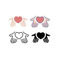 Hands holding heart shape for giving heart. Heart health care, donation, charity, kindness symbol. Hands with heart icon vector stock illustration. Design on white background. EPS10