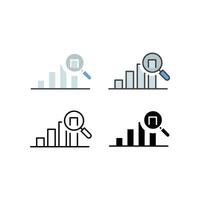 Search graph, Growth diagram, magnifying glass for financial data analysis. Rising chart bar graph assessment analytics. Business Survey Domain Research icon. Vector illustration Design.