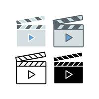 Clapper board for Post production, movie shooting, and Media player. Creative content creator of visual effects. Cinema.Video Production icon. Vector illustration. Design on white background. EPS10