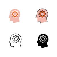 Male head and gear wheel,thinking creativity. Head of man and cogwheel inside. Human profile with mechanism. Machine Learning Concept. Learn icon. Vector illustration Design on white background EPS10