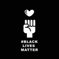 Hand symbol for black lives matter protest in USA to stop violence to black people in U.S. America. Fight for human right Simple pictogram,stroke Vector illustration. Design on black background. EPS10