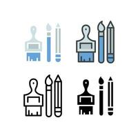 Drawing and painting, Paint brush and pencil for creativity. Architect, painter tool. Sketch and design for build room project. Art, Craft icon. Vector illustration Design on white background EPS10