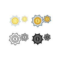 Gear setting with dollar symbol for Financial, fund, asset management. Financial risk resource. Money management icon. vector illustration. Design on white background. EPS 10