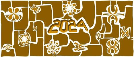 Unique design of 2024 Happy New Year background, latest abstract pattern background illustration, beautiful and modern. vector