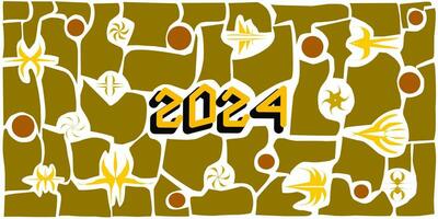 Unique design of 2024 Happy New Year background, latest abstract pattern background illustration, beautiful and modern. vector