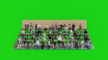 3d människor på utomhus- sittplatser med grön skärm bakgrund video