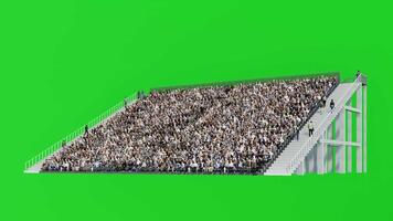 groot menigte Aan stadion tribune, 3d animatie Aan groen scherm