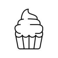 Cupcake icon line. simple birthday cake. tasty muffin cream cake. sweet snack, dessert and pastry symbol. Confectionery creamy bake. Vector illustration. Design on white background. EPS10