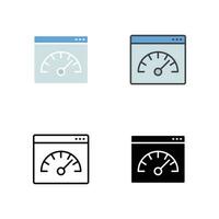 Big data analytics, velocity sign for analysis data flow. Gauge or Speedometer line logo concept. Market research, strategy, web analytics icon. Vector illustration design on white background. EPS10