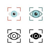 Iris scan, Iris or retina recognition, eye scanning, retina scan for biometric identification technology, cyber protection. Retina Check Symbol. Vector illustration. Design on white background. EPS10