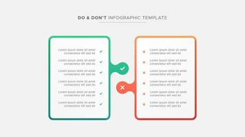 dos y no, pros y contras, vs, versus comparación infografía diseño modelo vector