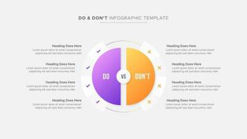 circulo redondo dos y no, pros y contras, vs, versus comparación infografía diseño modelo vector